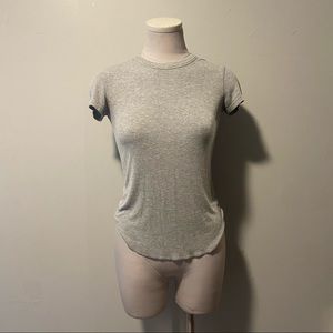 Zara Basics Light Gray Ribbed Layering T-Shirt